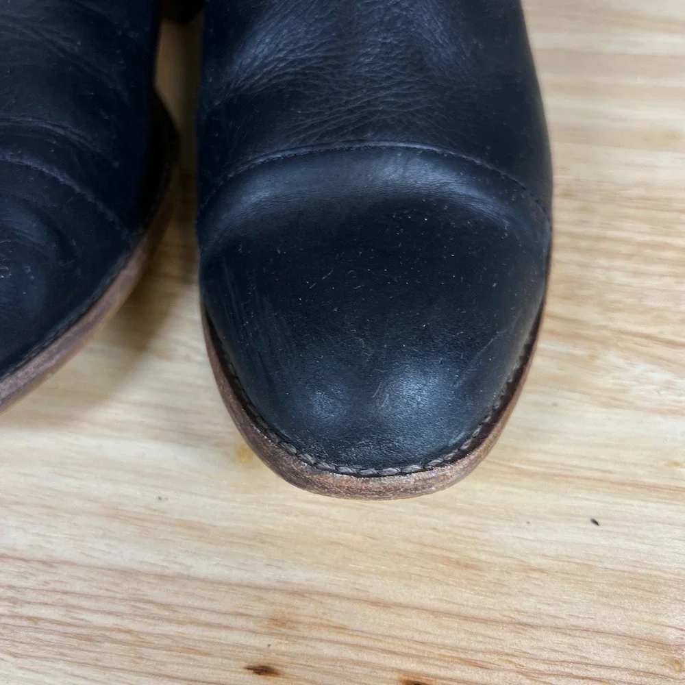 Madewell Black Leather Cap Toe Ankle Boots Side Buckle B8034 Size 11
